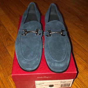 Salvatore Ferragamo Blue Gray Suede Shoes